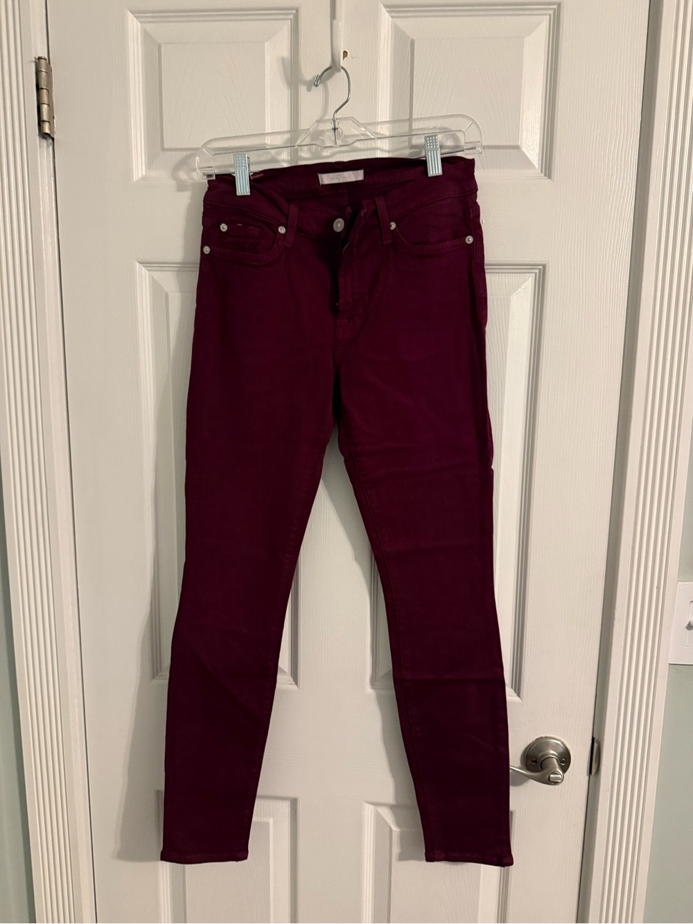 7 For All Mankind Skinny Jeans in Deep Burgundy